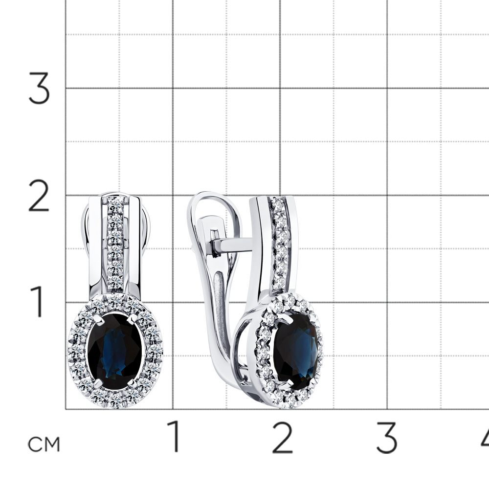 Cercei din aur alb cu pietre Diamant, Safir