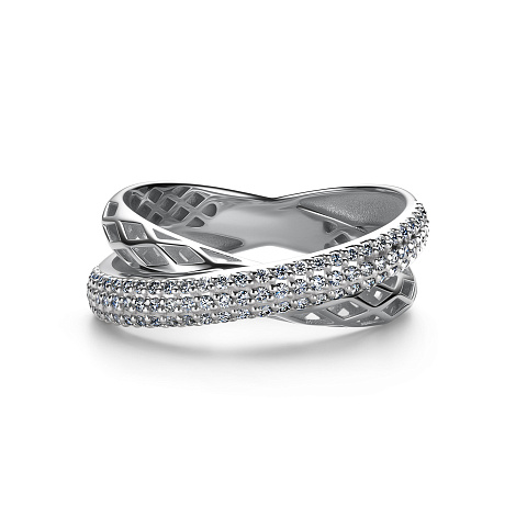 Кольцо из белого золота с камнями Бриллиант