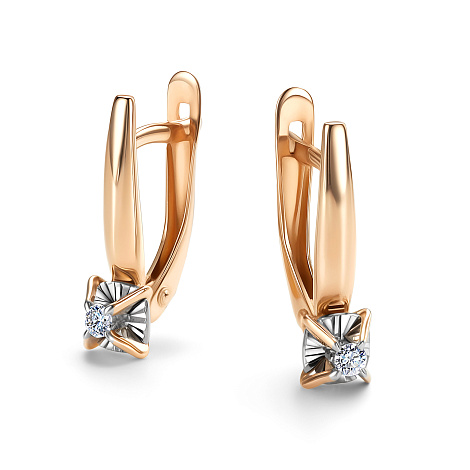 Cercei din aur roșu cu pietre Diamant