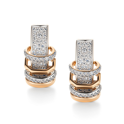 Cercei din aur roșu cu pietre Diamant