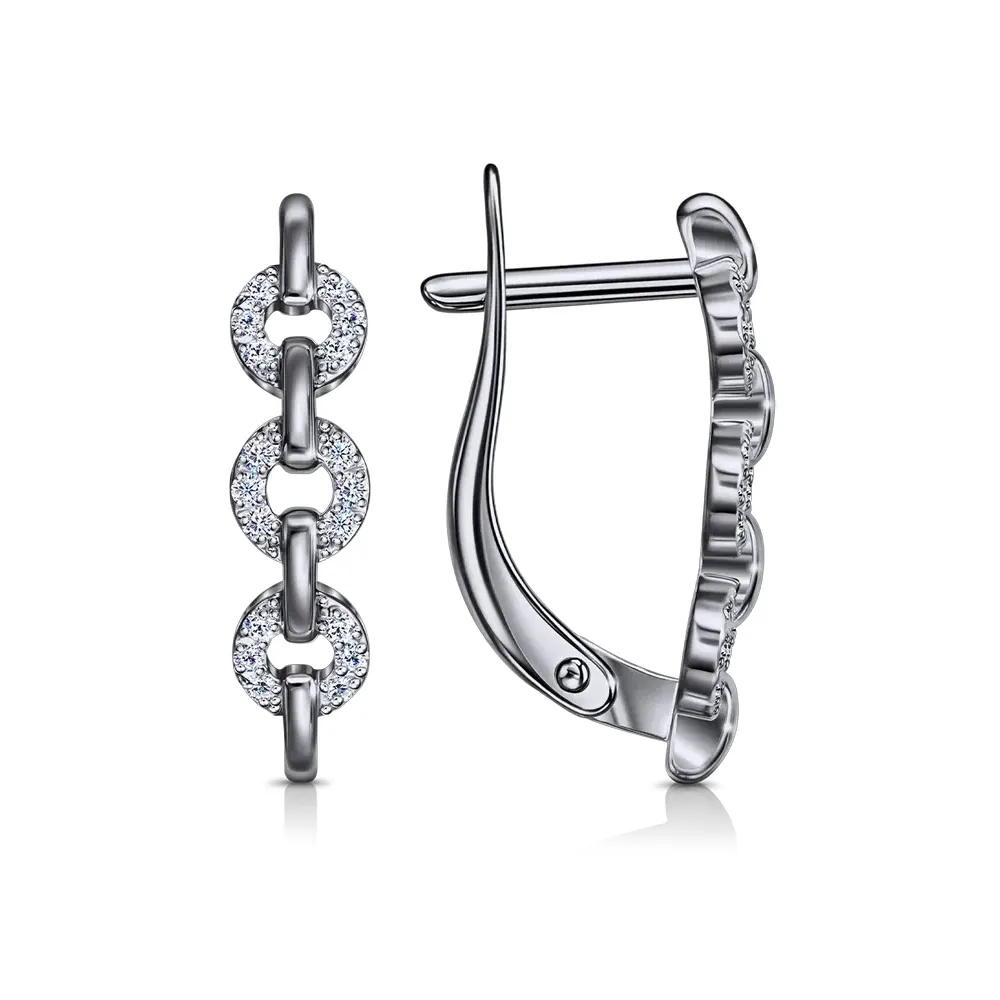 Cercei din aur alb cu Cubic Zirconia Incolor