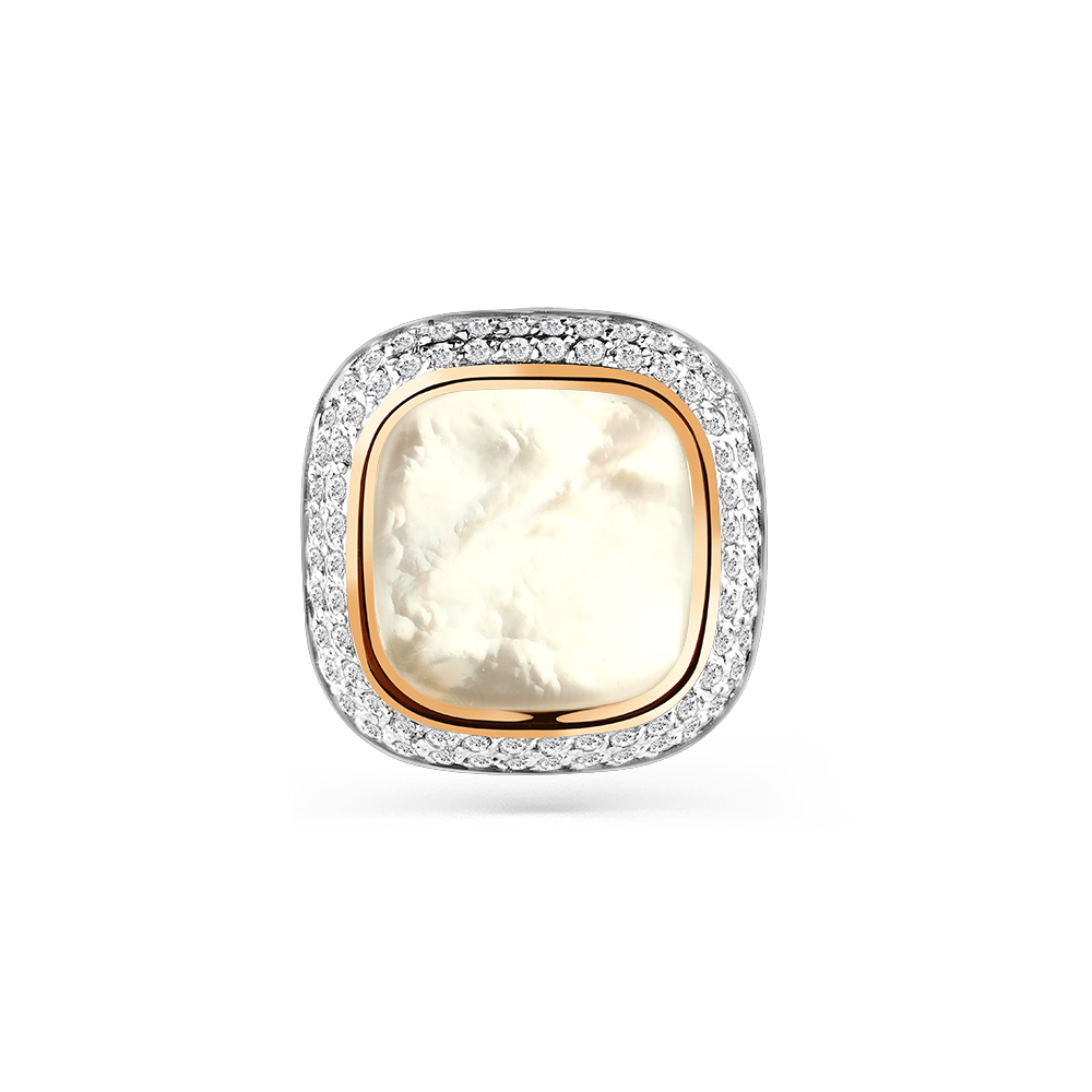 Pandantiv din aur roșu cu pietre Cubic Zirconia Incolor, Sidef Alb