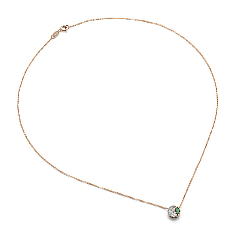 Колье из красного золота с камнями Бриллиант, Изумруд