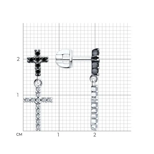 Cercei Pusete din argint cu Cubic Zirconia Incolor, Cubic Zirconia Negru