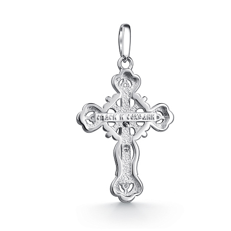 Крестик из серебра с камнями Фианит