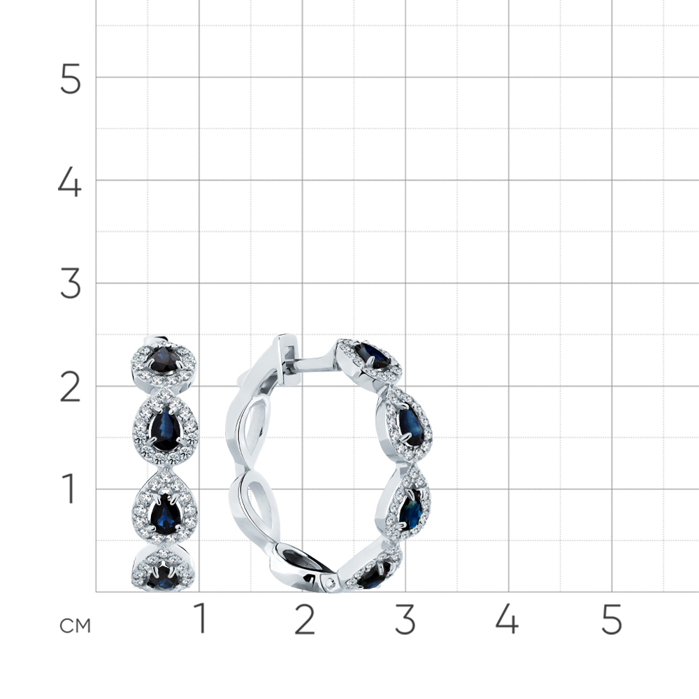 Cercei Creole din aur alb cu Diamant, Safir