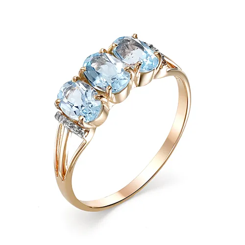 Inel din aur roșu cu Cubic Zirconia Incolor, Topaz
