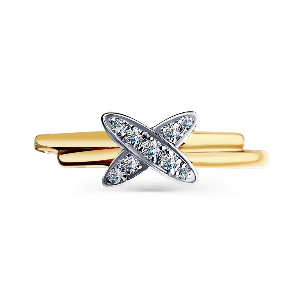 Inel din aur roșu cu Cubic Zirconia Incolor
