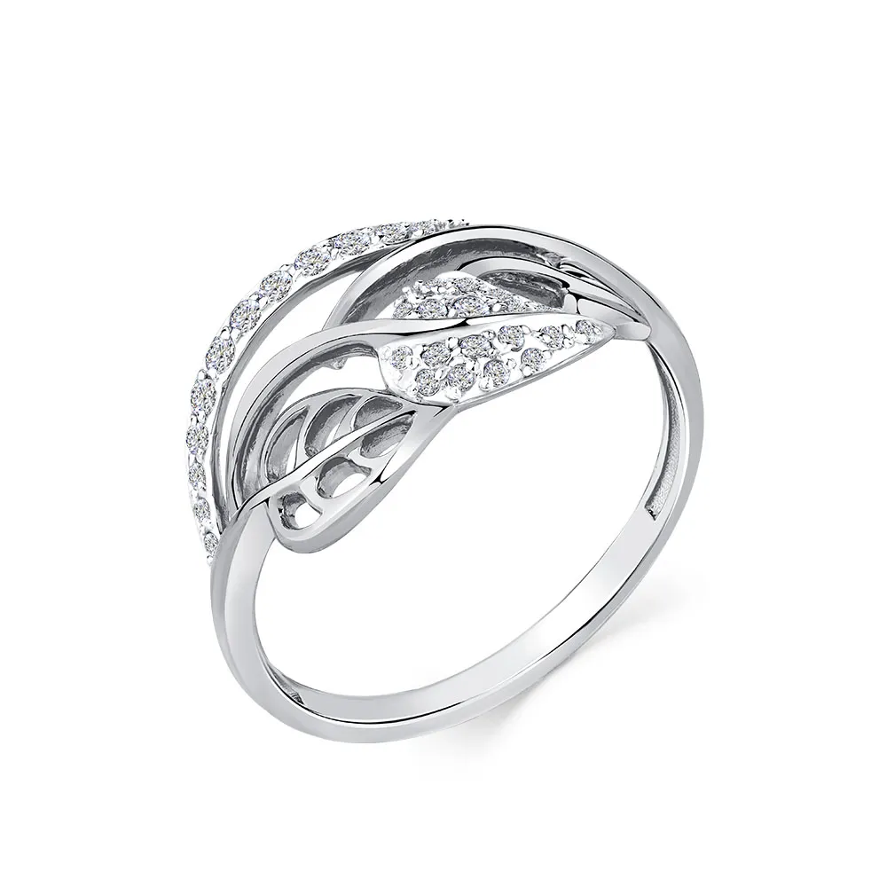 Inel din aur alb cu Cubic Zirconia Incolor