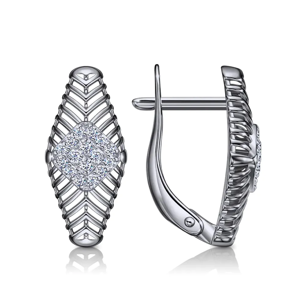 Cercei din aur alb cu Cubic Zirconia Incolor