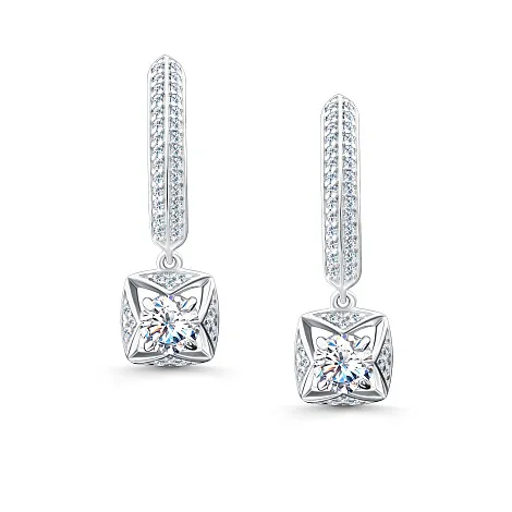 Cercei Suspendați din argint cu Cubic Zirconia Incolor, Moissanite