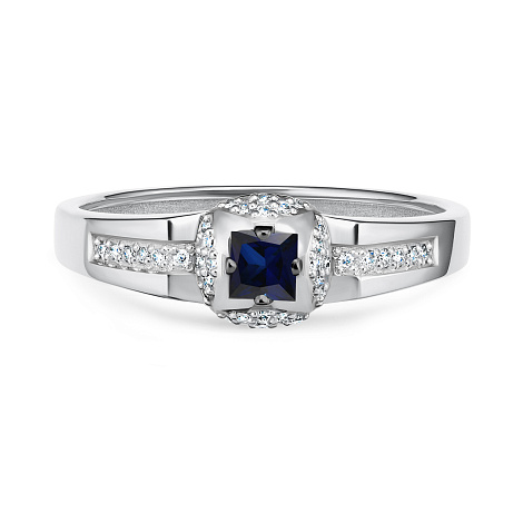 Inel din aur alb cu pietre Diamant, Safir