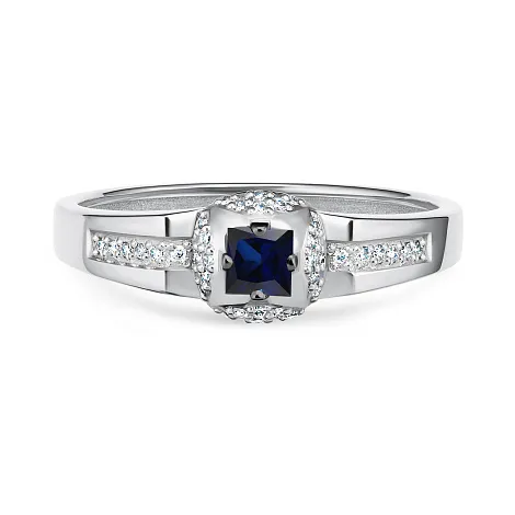 Inel din aur alb cu Diamant, Safir