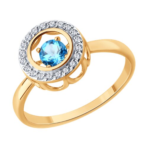 Inel din aur roșu cu pietre Cubic Zirconia Incolor, Topaz Swiss