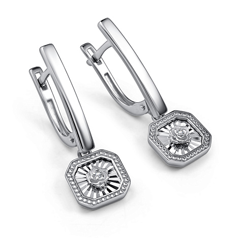 Серьги Длинные из серебра с камнями Бриллиант