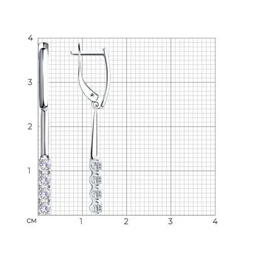 Cercei Suspendați din aur alb cu Cubic Zirconia Incolor