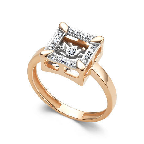 Inel din aur roșu cu pietre Diamant