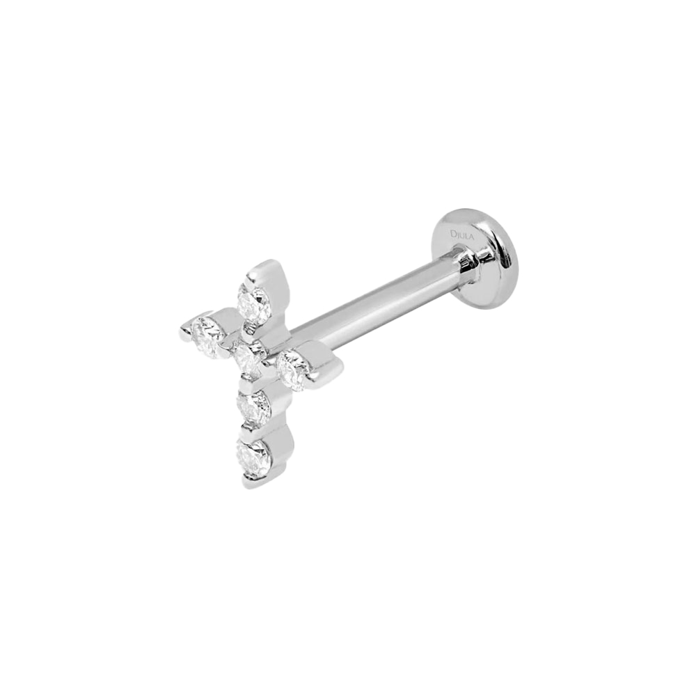Cercel din aur alb cu pietre Diamant