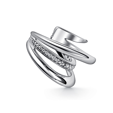 Серьга Одиночная из серебра с камнями Фианит