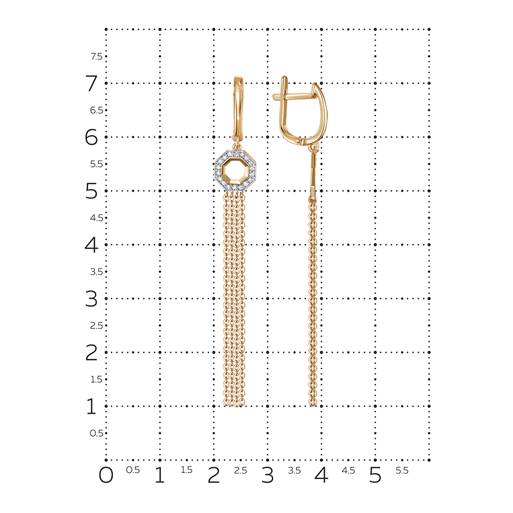 Cercei Suspendați din aur roșu cu pietre Diamant