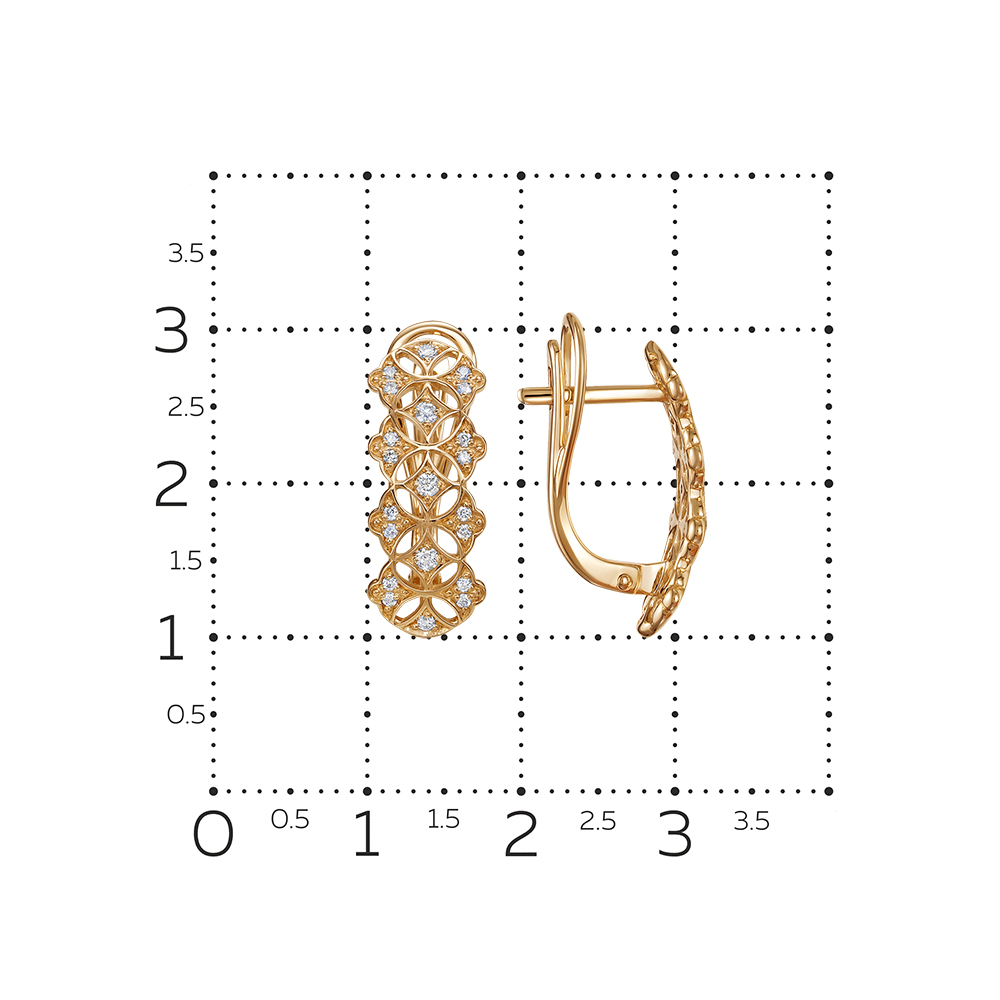 Серьги из красного золота с камнями Бриллиант