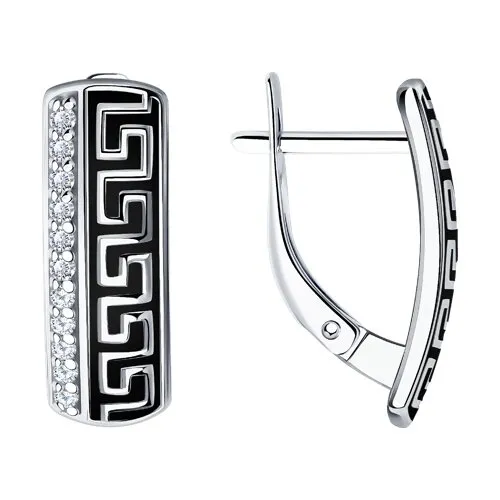 Cercei din argint cu Cubic Zirconia Incolor, Emailare