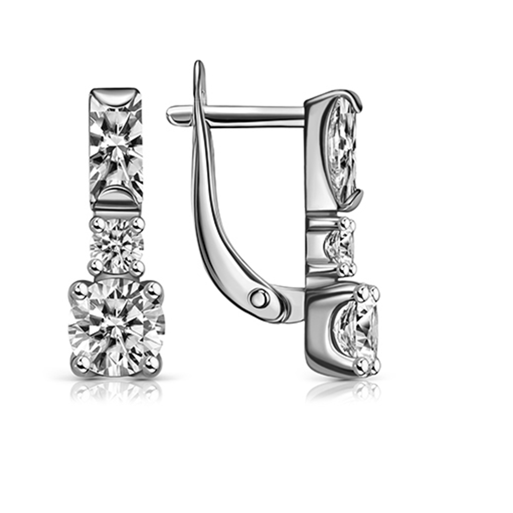 Cercei din argint  cu pietre Cubic Zirconia Incolor
