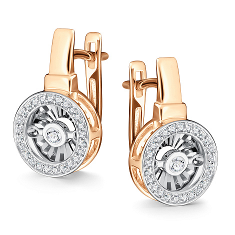 Cercei din aur roșu cu pietre Diamant