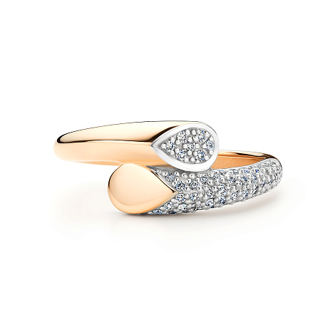 Кольцо из красного золота с камнями Бриллиант