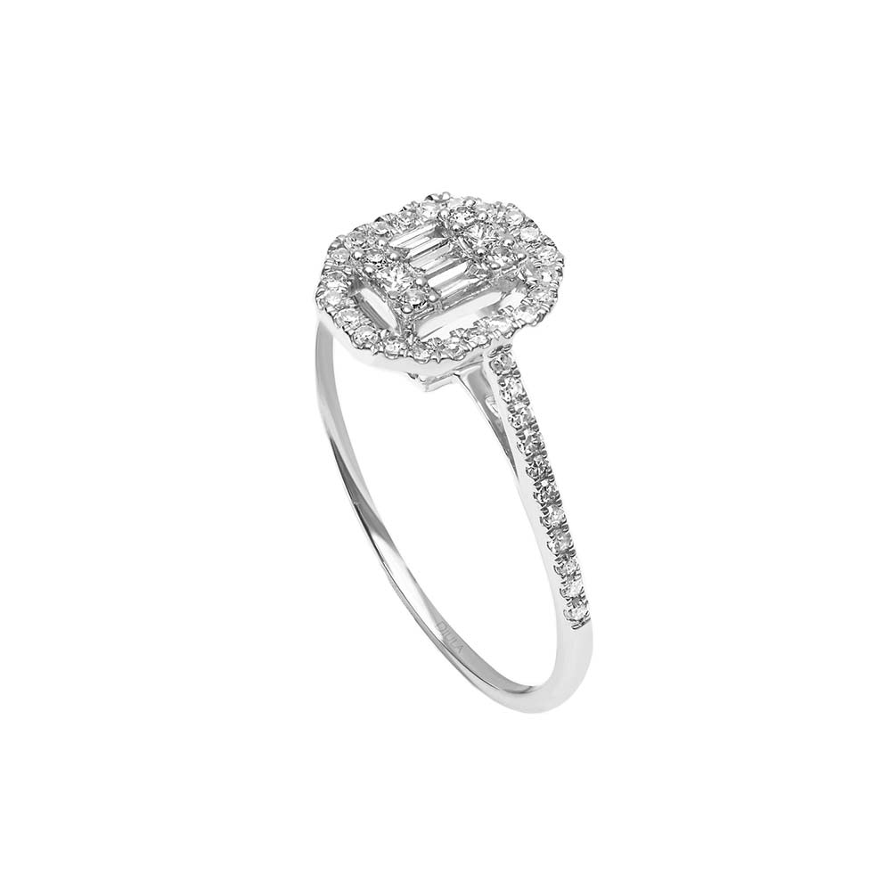 Inel din aur alb cu pietre Diamant