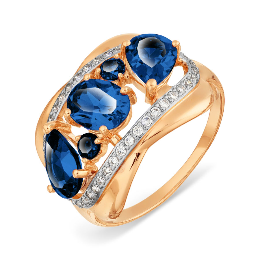 Inel din aur roșu cu pietre Cubic zirconia, Topaz London