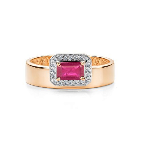 Кольцо из красного золота с камнями Бриллиант, Рубин