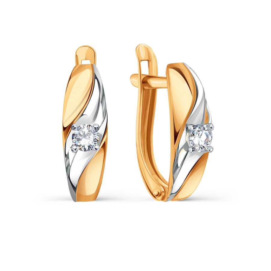 Cercei din aur roșu cu pietre Cubic Zirconia Incolor