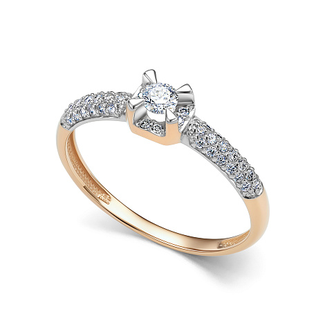 Кольцо из красного золота с камнями Бриллиант