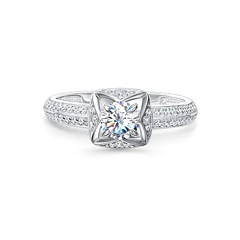 Inel din argint cu Cubic Zirconia Incolor, Moissanite