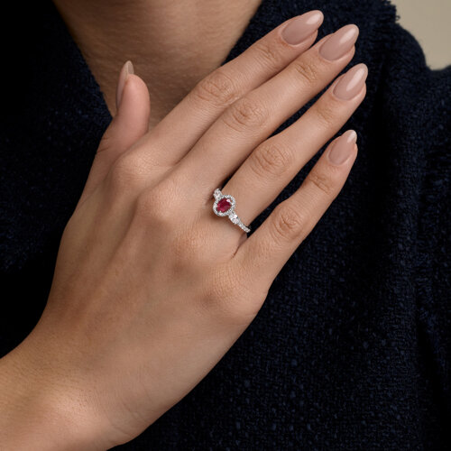 Inel din argint  cu pietre Cubic Zirconia Incolor, Rubin