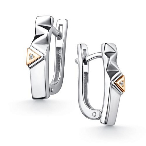 Серьги из серебра с камнями Бриллиант