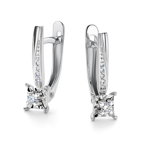 Cercei din aur alb cu pietre Diamant