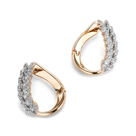 Cercei din aur roșu cu pietre Diamant