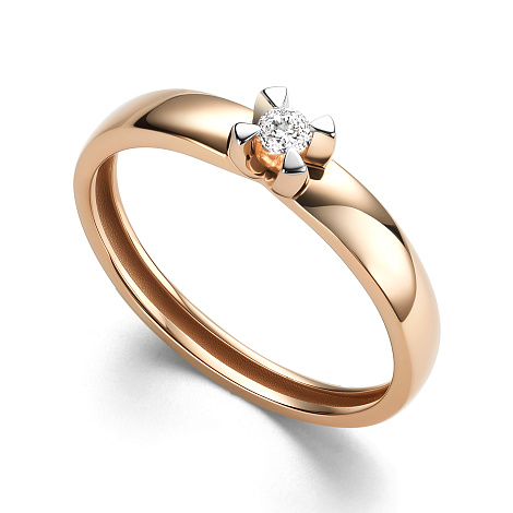 Inel din aur roșu cu pietre Diamant