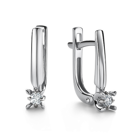 Cercei din aur alb cu pietre Diamant