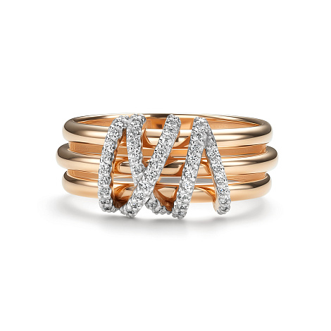 Inel din aur roșu cu pietre Diamant