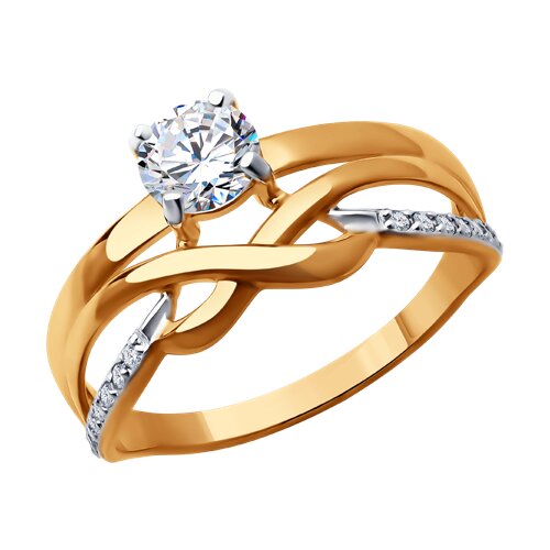 Inel din aur roșu cu pietre Cubic Zirconia Incolor
