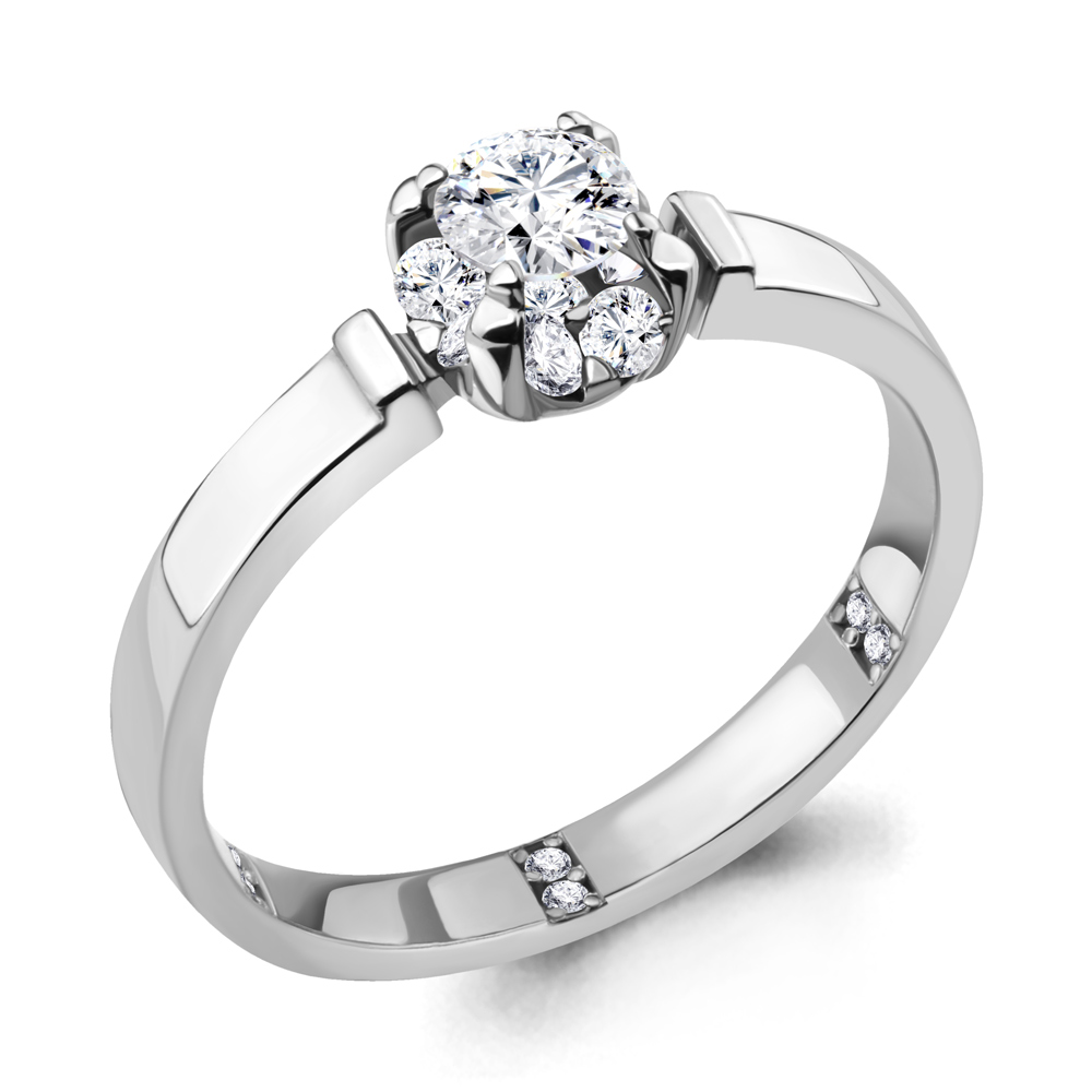 Кольцо из белого золота с камнями Бриллиант