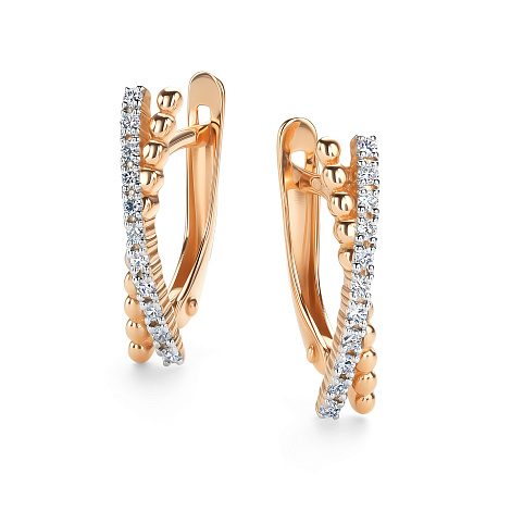 Cercei din aur roșu cu pietre Diamant