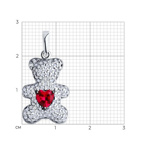 Pandantiv din argint cu Cubic Zirconia Incolor, Corindon (rubin)