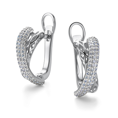 Серьги из белого золота с камнями Бриллиант