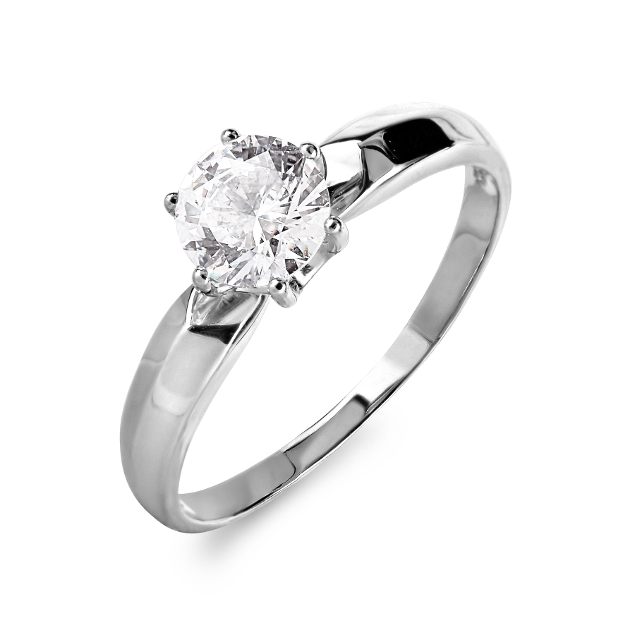 Кольцо из белого золота с камнями Фианит