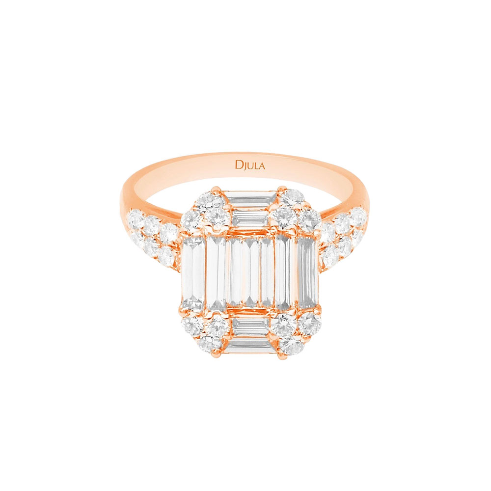 Inel din aur roz cu pietre Diamant