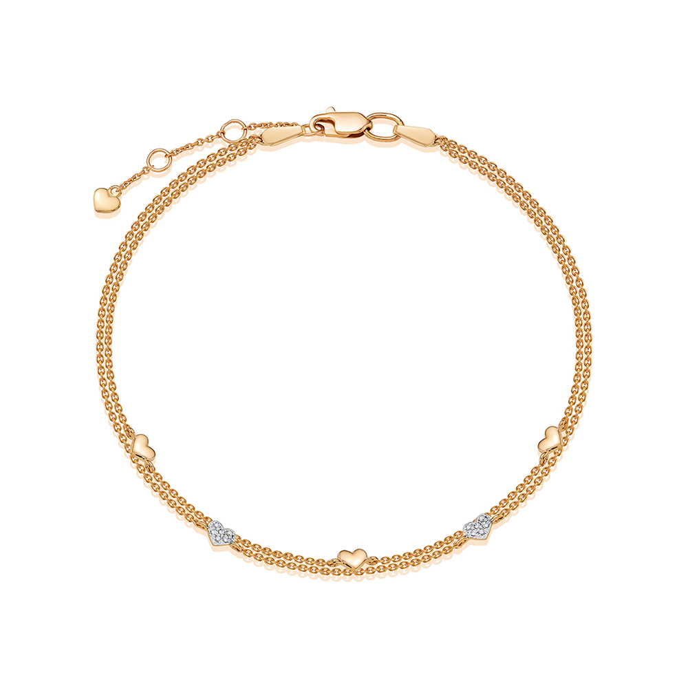 Браслет Love из красного золота с камнями Бриллиант